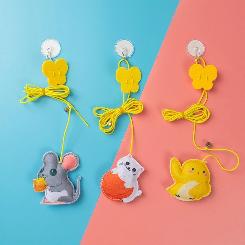 New Retractable Hanging Swing Cat Toy Cat Stick Hanging Door Felt Mouse With Catnip Cat Toy