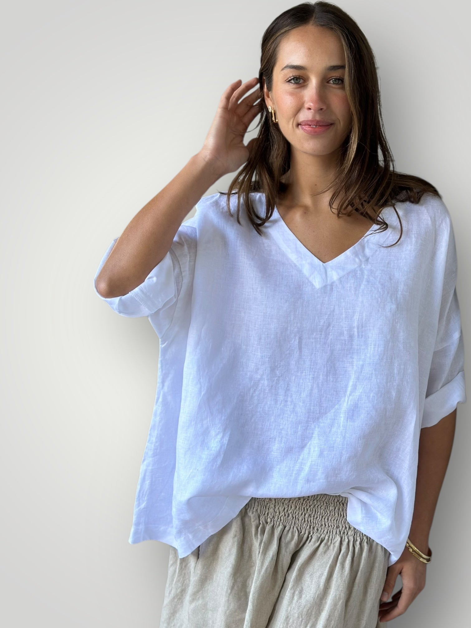 lydia top - white linen