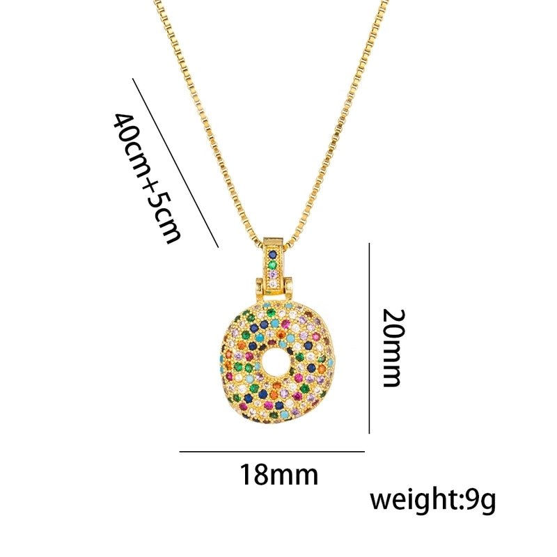 Titanium Steel 18K Gold Plated Minimalist Inlay Letter Zircon Pendant Necklace