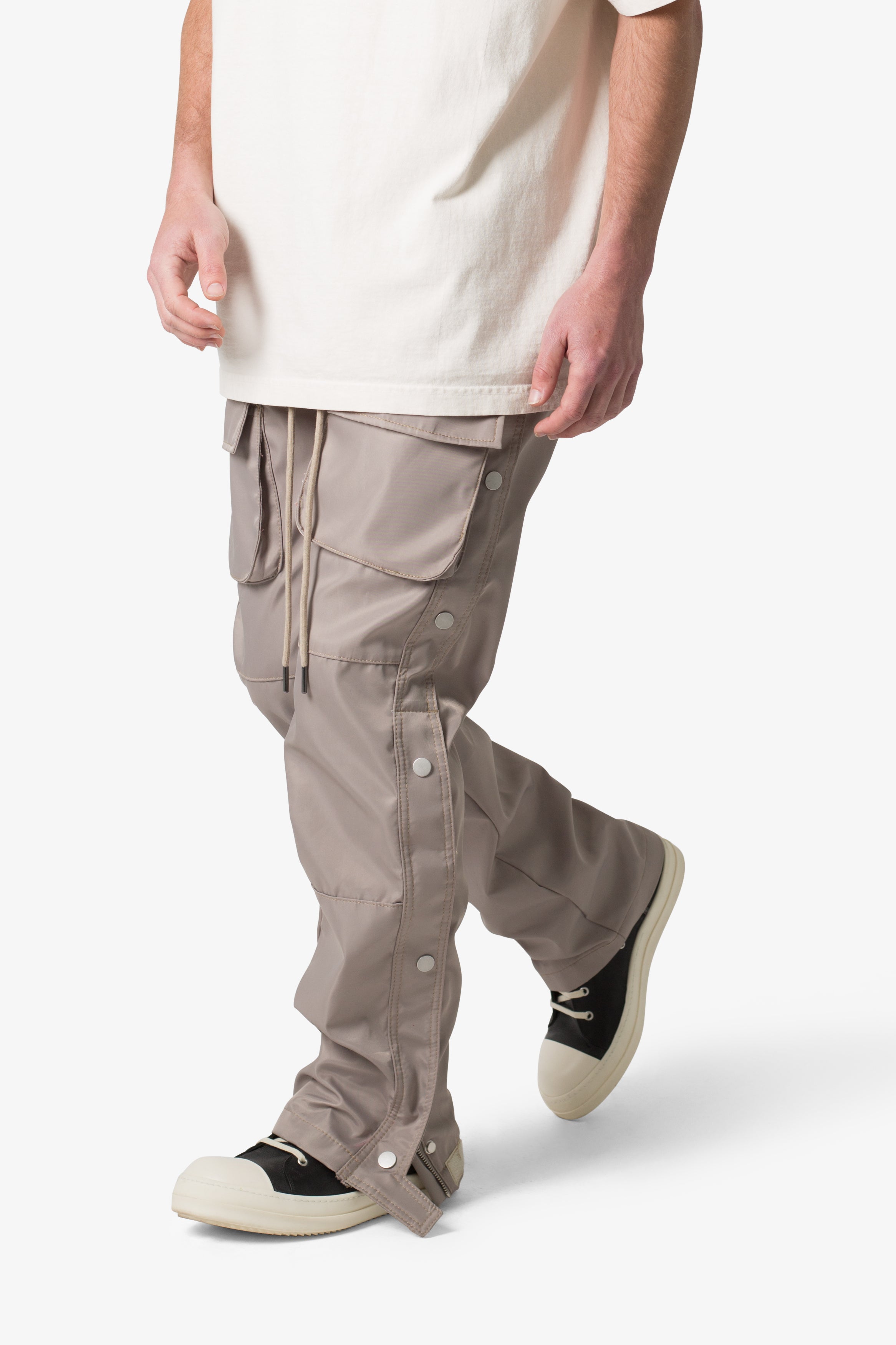 Snap Front Cargo Pants - Grey