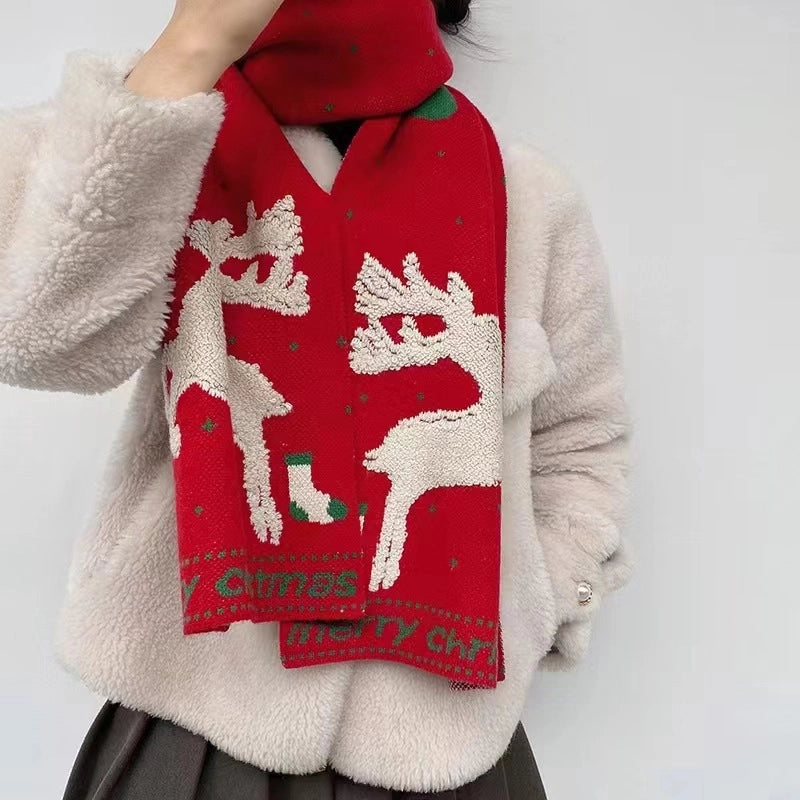 Unisex Cute Sweet Elk Polyester Scarf