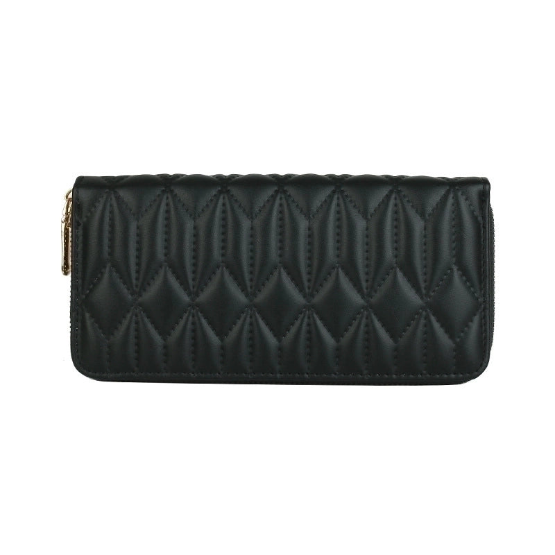Women's Stripe Lingge Pu Leather Zipper Wallets