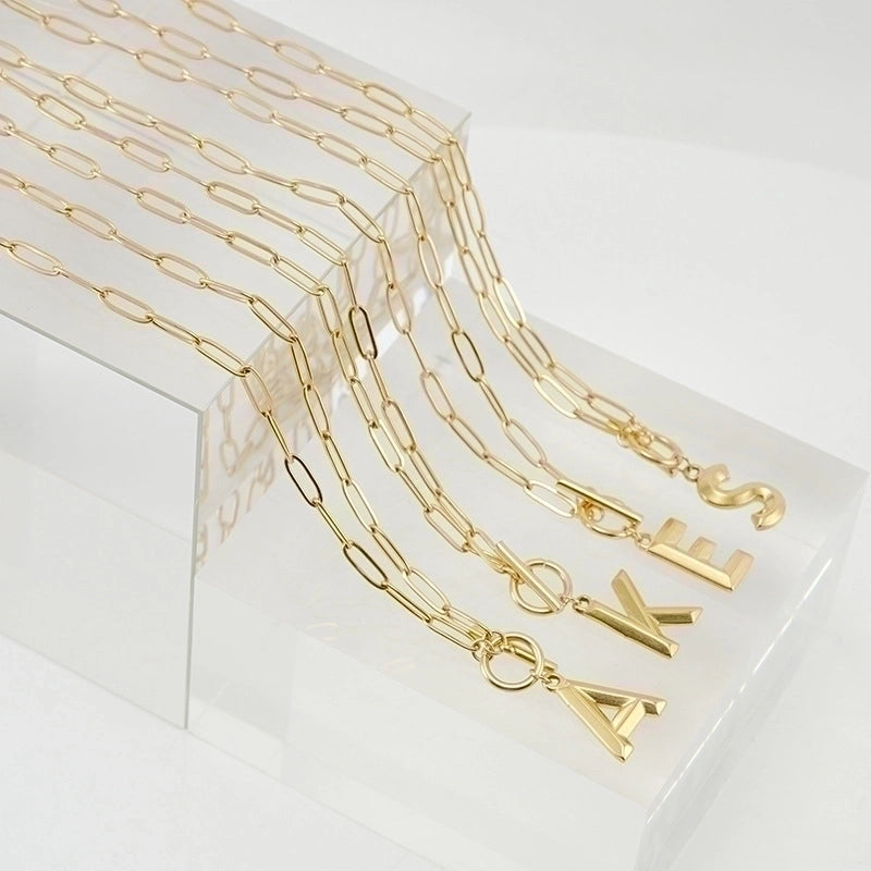 Fashion Letter 304 Stainless Steel Titanium Steel 18K Gold Plated Polishing Gold Plated Pendant Necklace