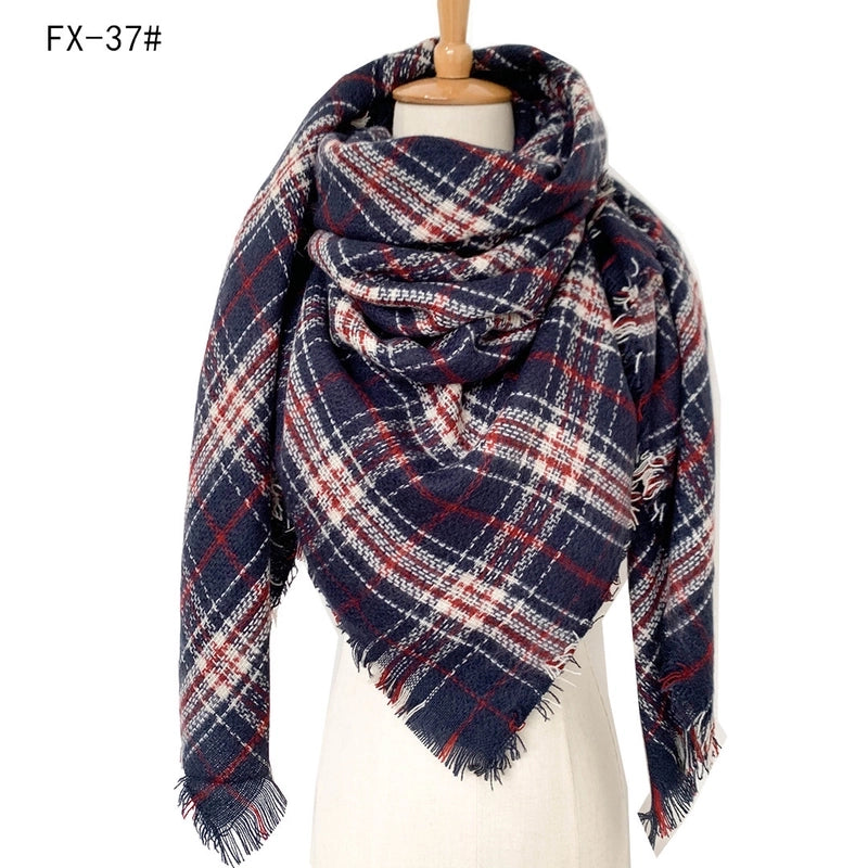 Autumn And Winter New Scarf Cashmere Acrylic Black Beige Plaid Square Scarf Women's Shawl