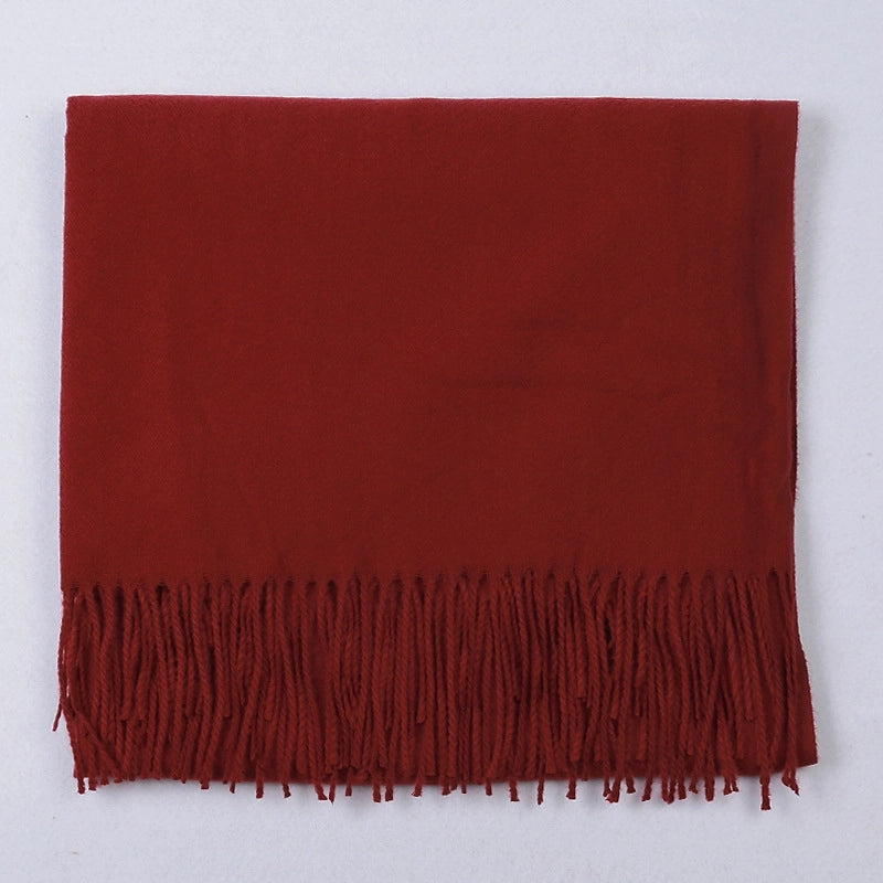 Cashmere Solid Color Scarf Women's Autumn And Winter 220g Explosions Barbed Hair Padded Travel Warm Tassel Shawl