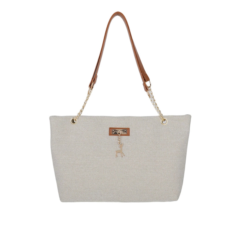 Women's Medium Nylon Solid Color Basic Preppy Style Zipper Tote Bag