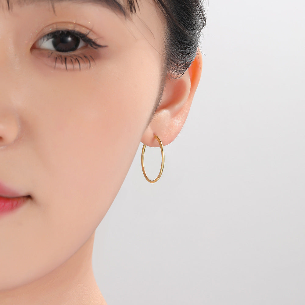 Round Geometric Copper Electroplating Earrings