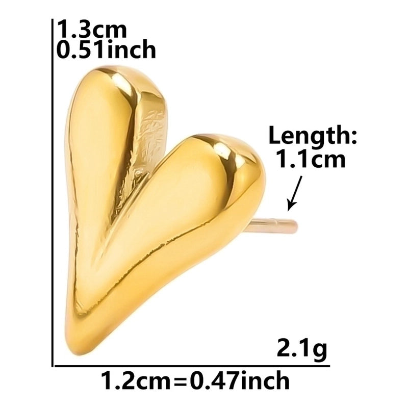 1 Pair Minimalist Heart Shape Plating 304 Stainless Steel Ear Studs