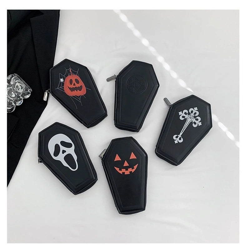Halloween Women's Pu Leather Printing Vintage Style Square Zipper Clutch Bag