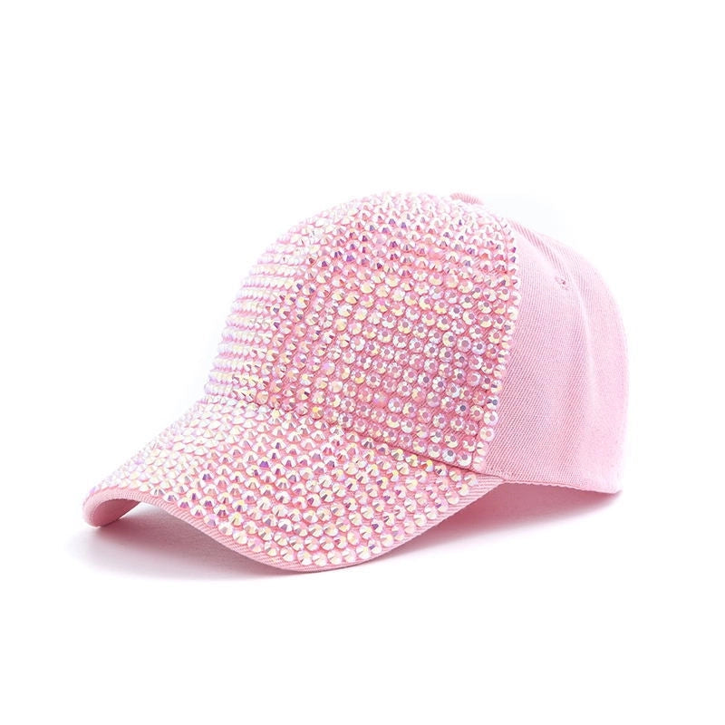 Women's Elegant Color Block Chain Curved Eaves Baseball Cap