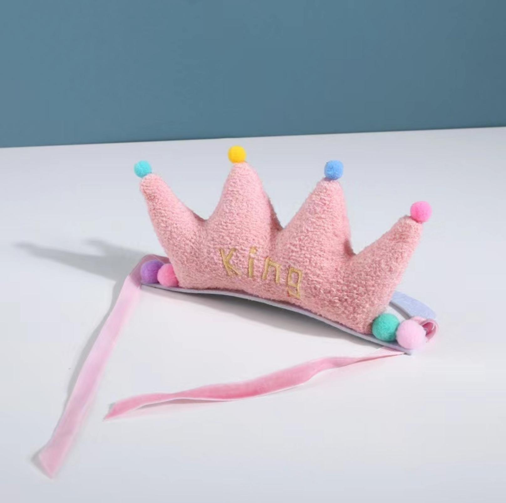 Pink Plush Cat And Dog Birthday Crown