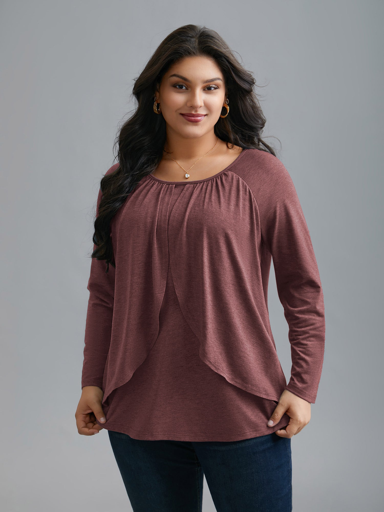 2-In-1 Gathered Ruffle Trim T-Shirt