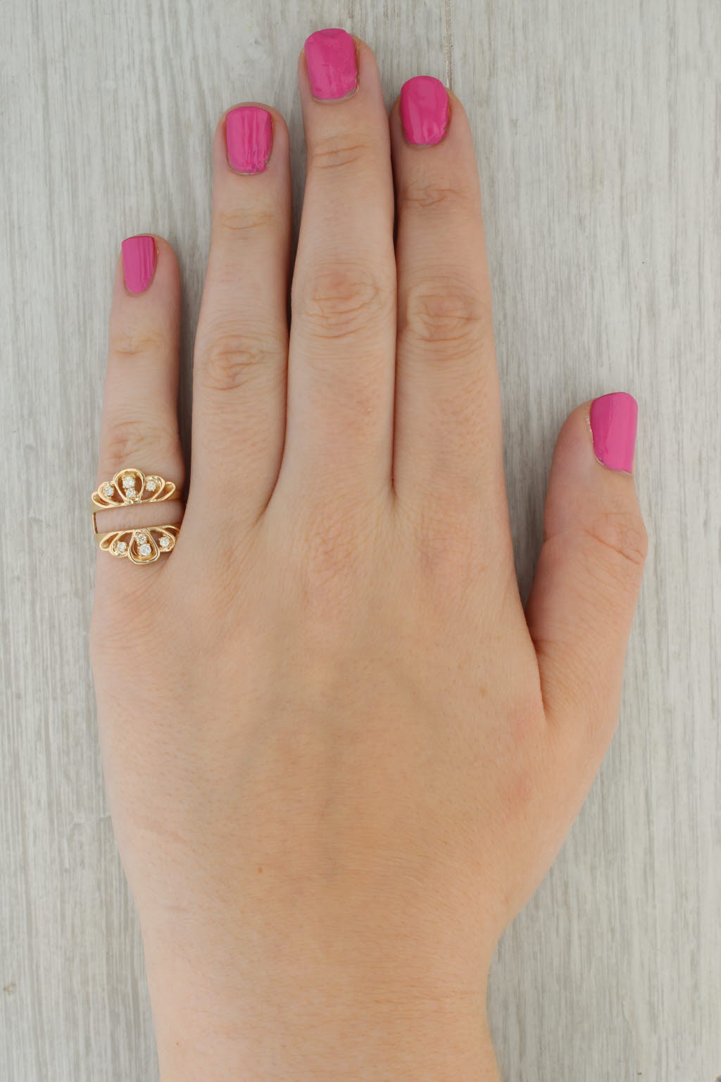0.20ctw Diamond Ring Guard Jacket 14k Yellow Gold Size 6.5 Bridal