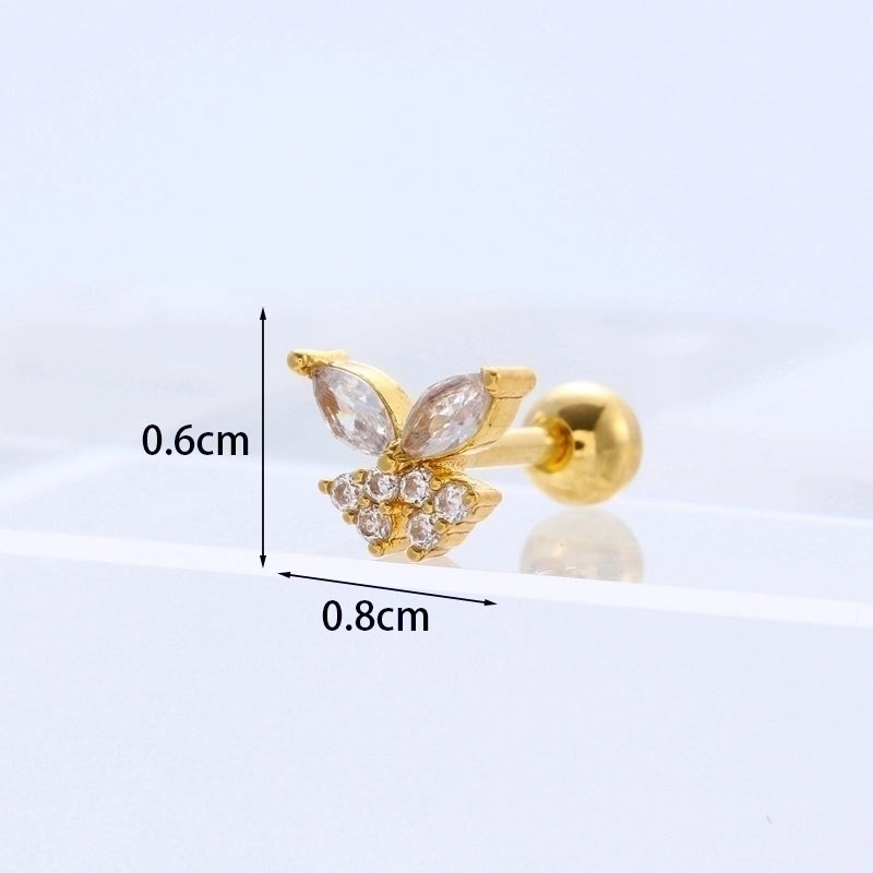 Ear Cartilage Rings & Studs Fashion Geometric Copper Plating Artificial Gemstones