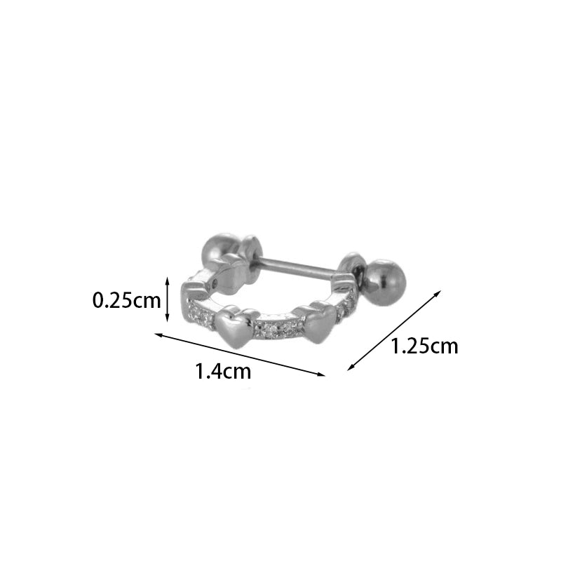 Ear Cartilage Rings & Studs Fashion Crown Copper Plating Artificial Gemstones
