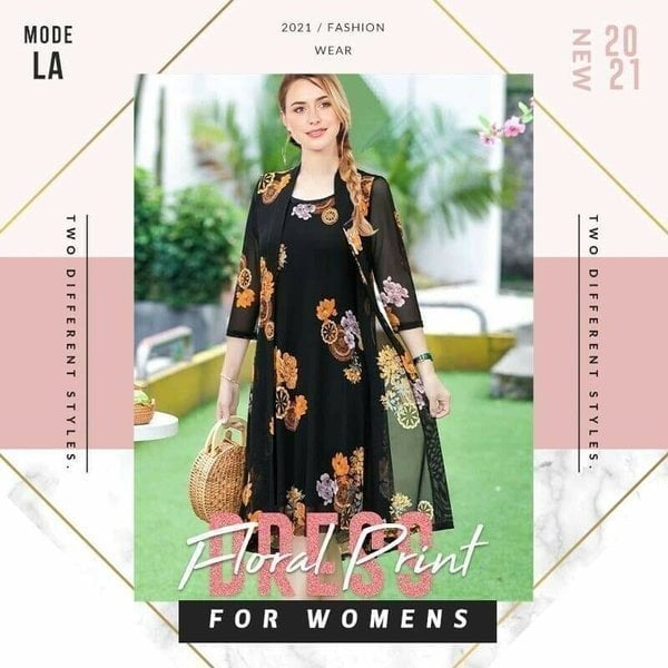 Conjunto de vestido con estampado floral para mujer