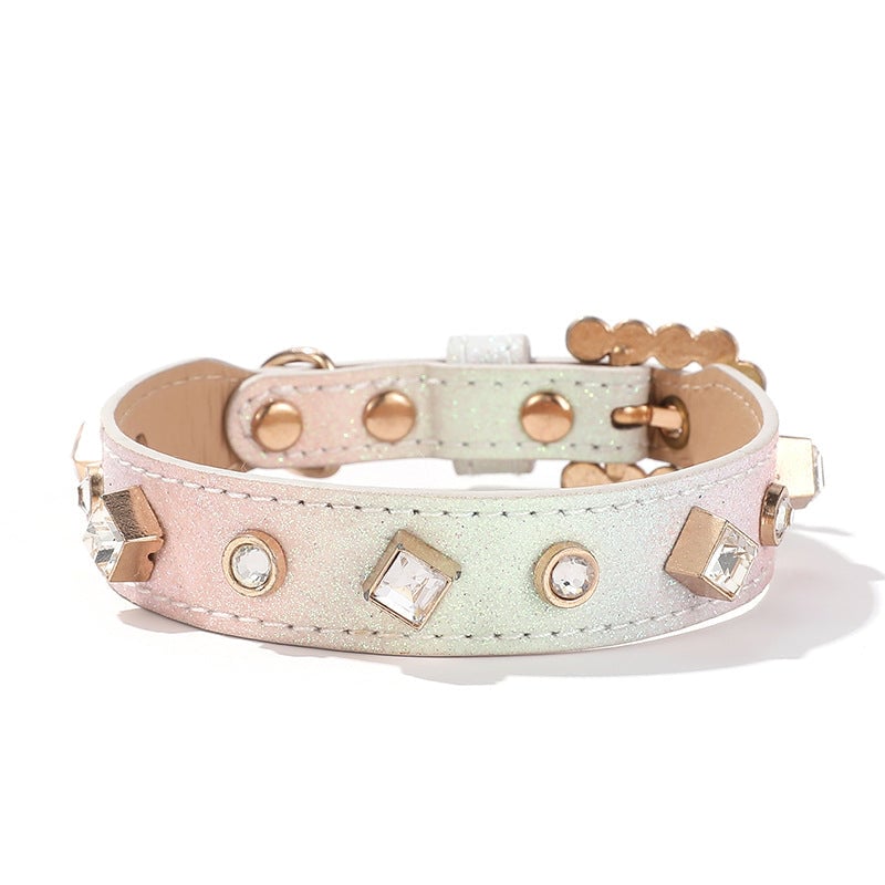Rhinestone Decor Gradient Color Dog Collar
