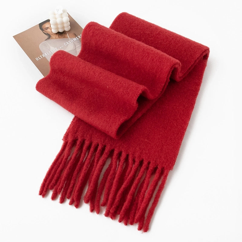Women's Sweet Minimalist Solid Color Nylon Tassel Scarf