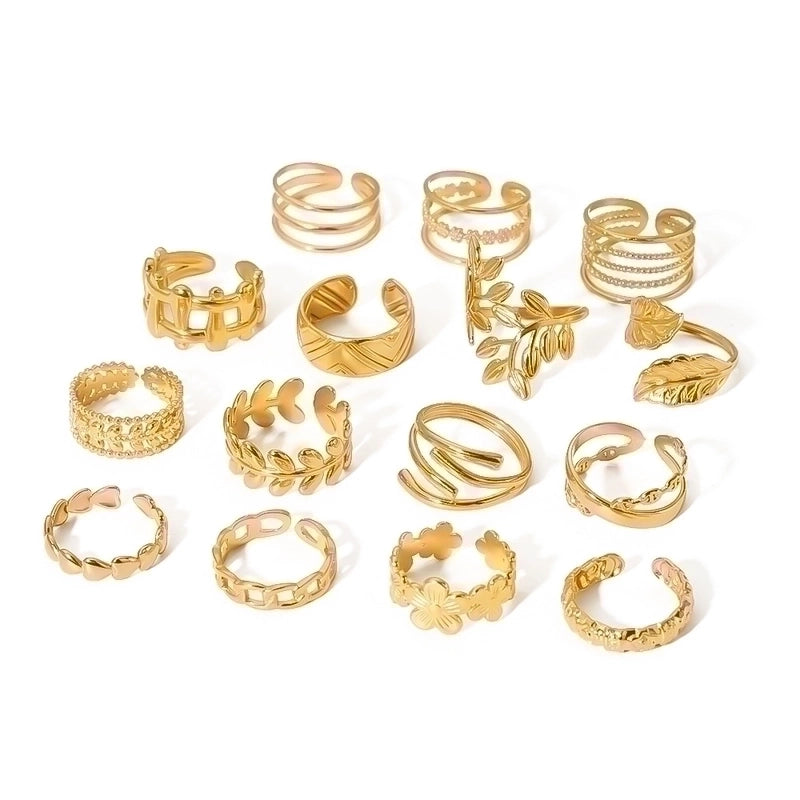 Stainless Steel 18K Gold Plated Modern Style Plating Geometric Open Rings