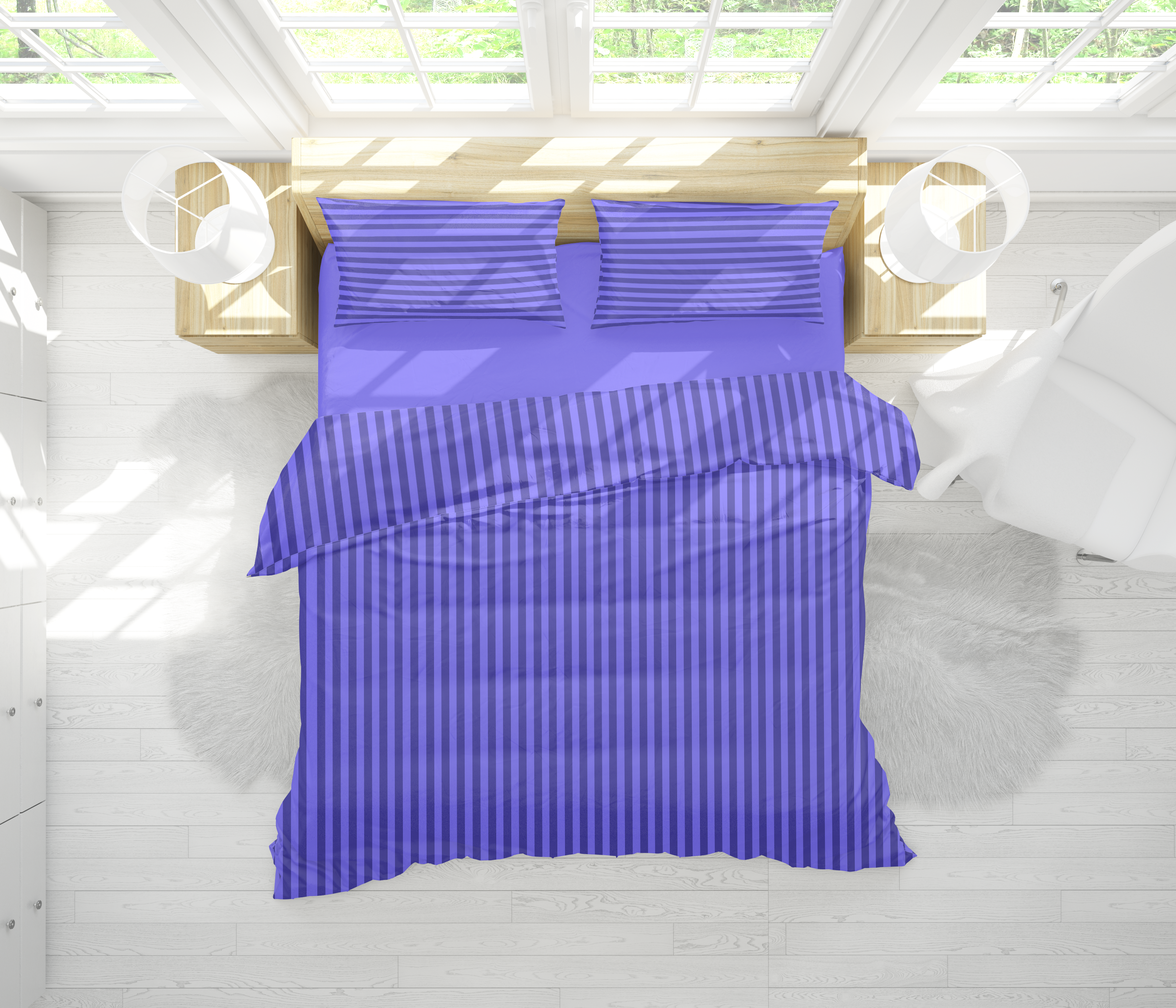Light Blue Stripe-Bed Sheet Set