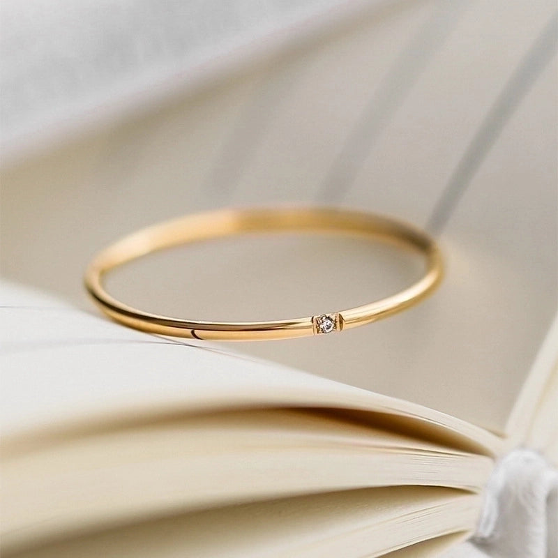 Minimalist Circle Titanium Steel Plating Inlay Zircon Rings 1 Piece