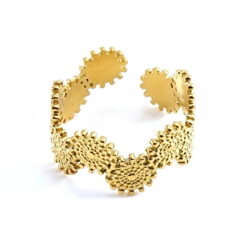 Retro Geometric 304 Stainless Steel Titanium Steel 18K Gold Plated Plating Stainless Steel Rings