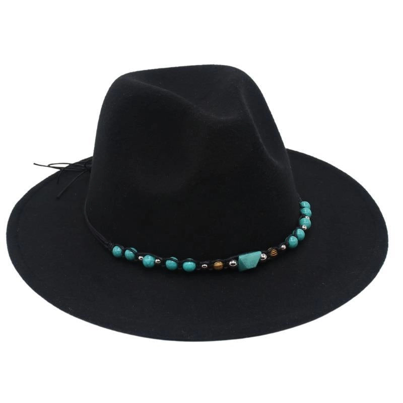 Western Cowboy Hat Big Brim Mountaineering Hat Spring And Summer New Emerald Felt Hat Ethnic Tibetan Hat