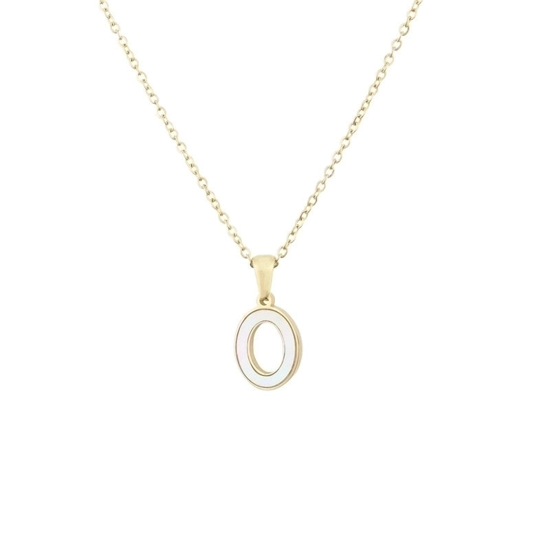 304 Stainless Steel Titanium Steel 18K Gold Plated Minimalist Plating Inlaid Shell Letter Shell