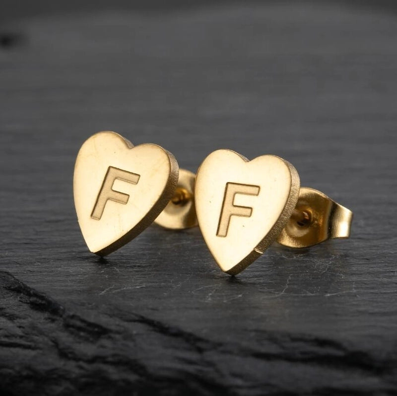 1 Pair Fashion Letter Heart Shape Plating 304 Stainless Steel 18K Gold Plated Ear Studs