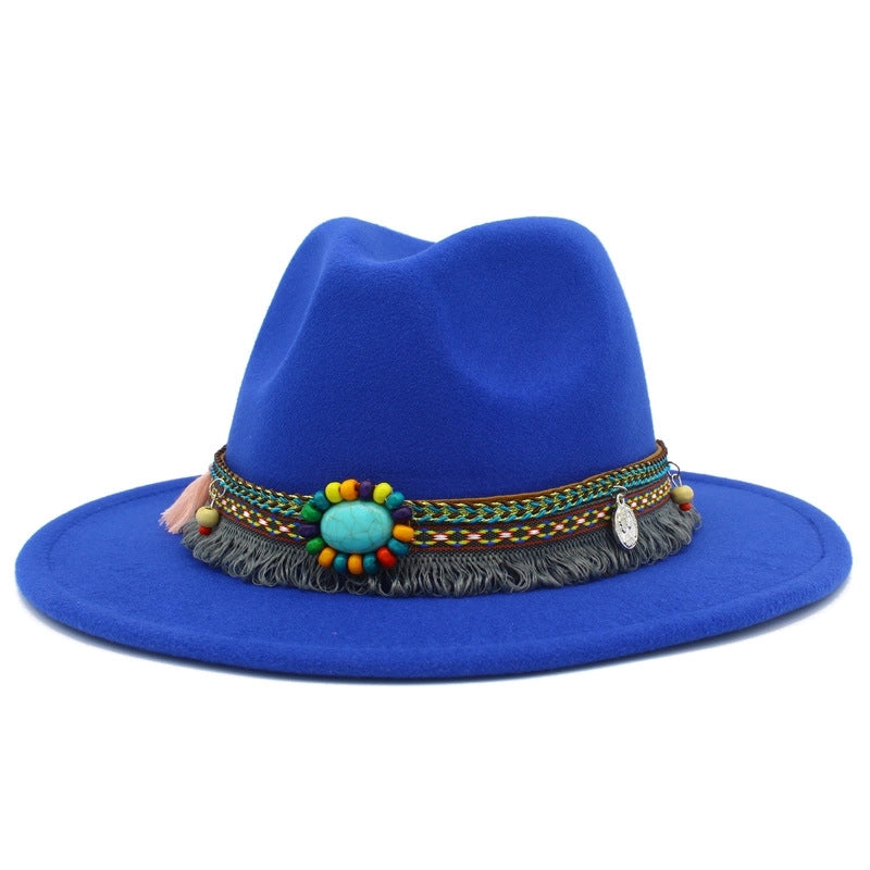 Lightweight New Jazz Hat Men's And Women's Retro Ethnic Style Top Hat Woolen Gentleman Hat Felt Hat