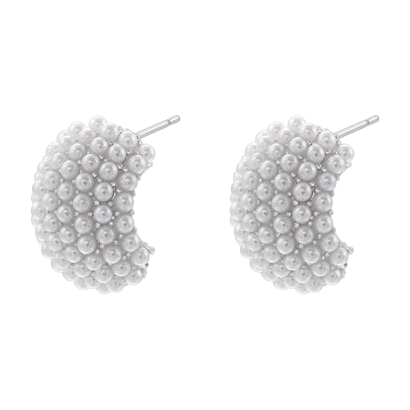 1 Pair Casual Elegant Minimalist C Shape Water Droplets Plating Inlay Copper Artificial Pearls 18k Gold Plated Earrings