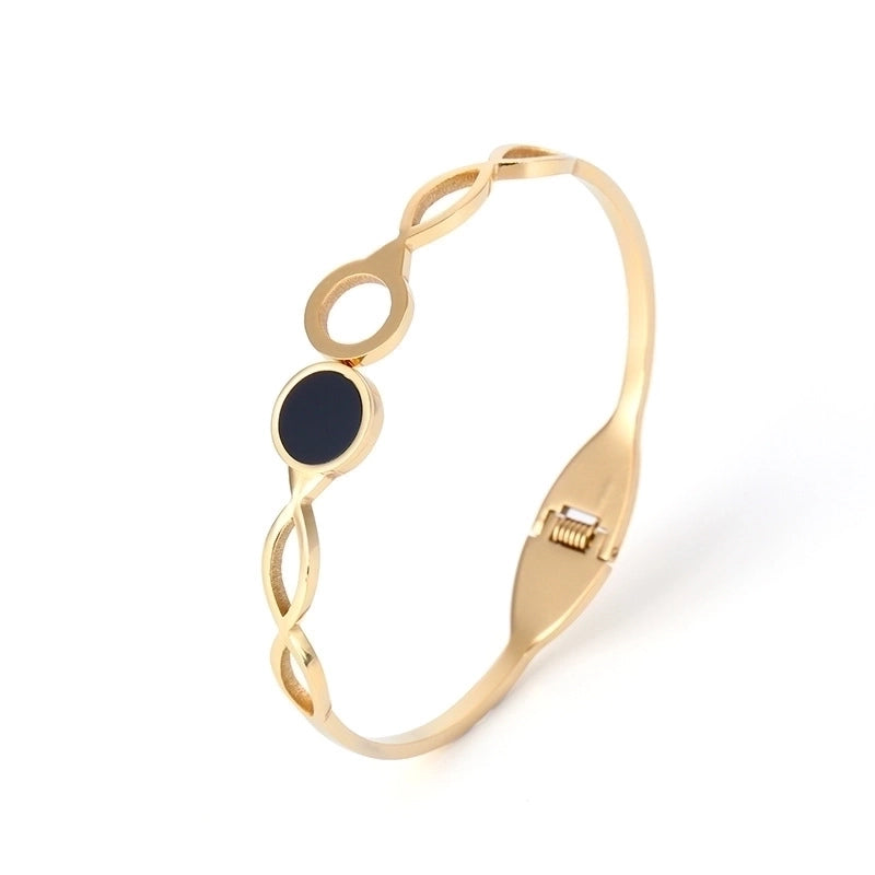 2 Pieces Fashion Geometric Stainless Steel Plating Zircon Bangle