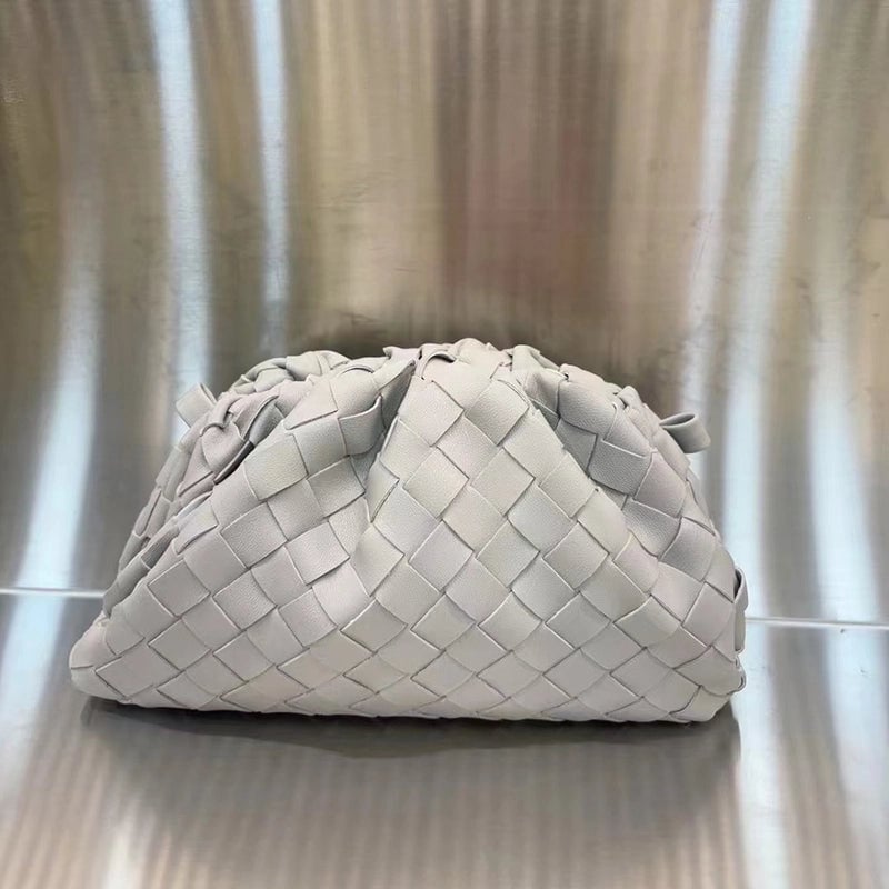 Black Grey Ivory Pu Leather Solid Color Weave Cloud Shape Clutches