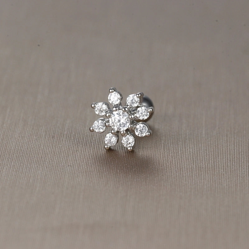 1 Piece Sweet Minimalist Flower Plating Inlay Titanium Steel Zircon Ear Studs