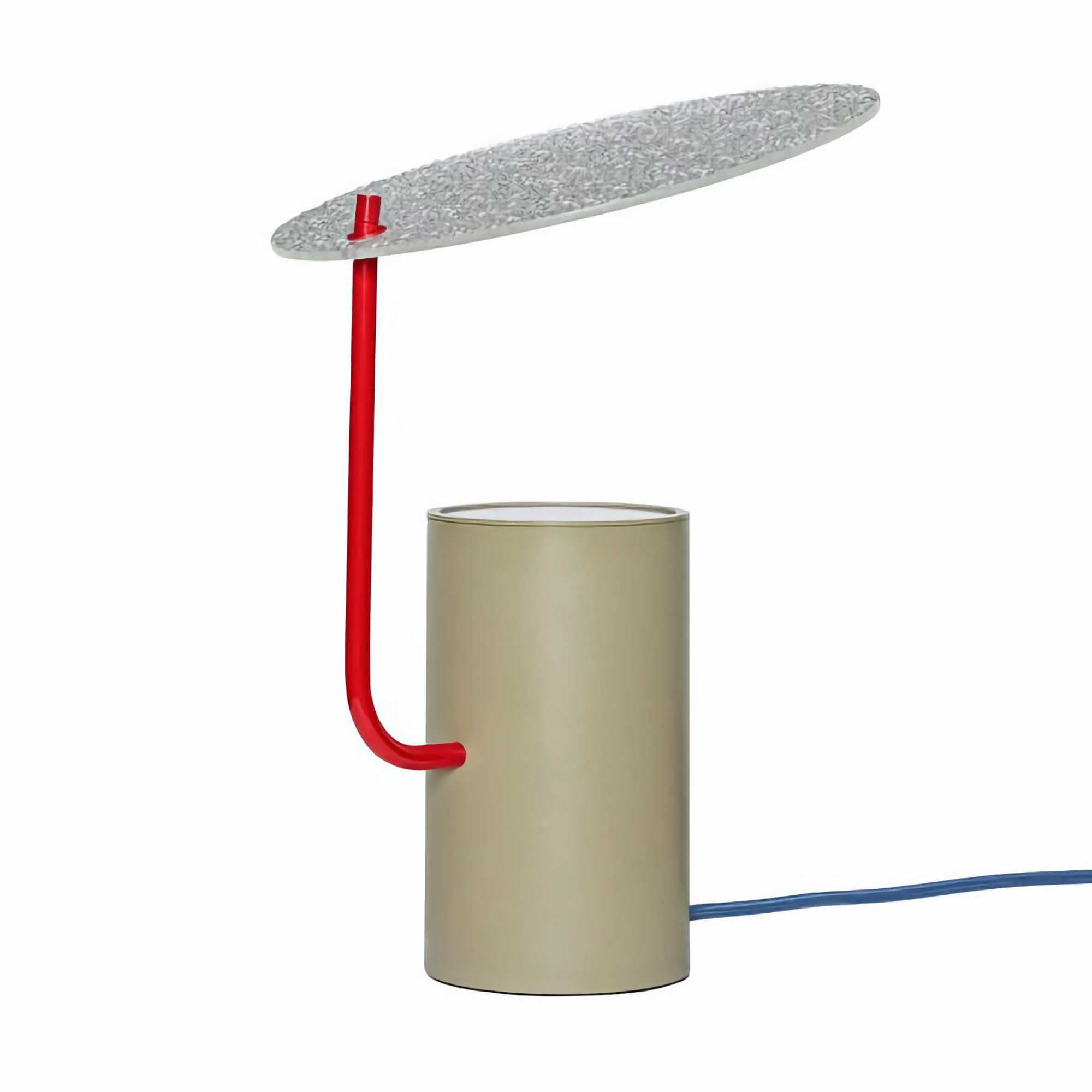 Hubsch Disc Table Lamp. Khaki/Red/Textured