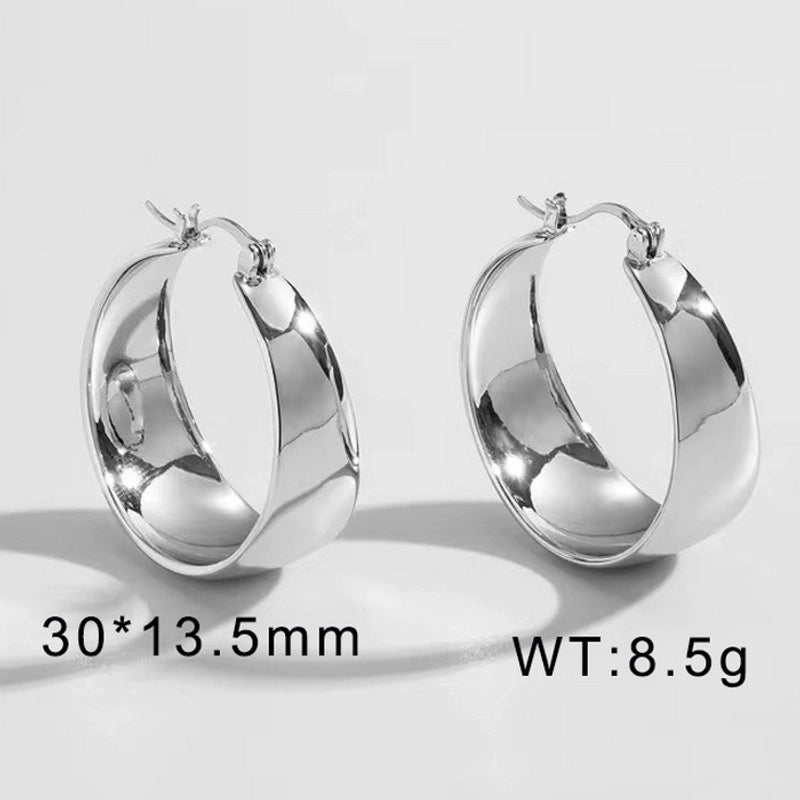 1 Pair Retro Streetwear Solid Color Plating Stainless Steel 18K Gold Plated Hoop Earrings