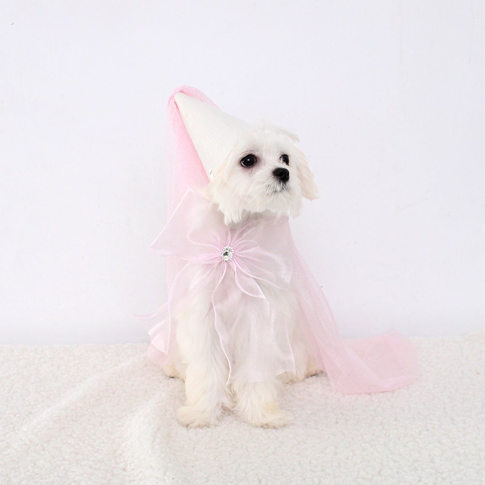 Party Lace Dog Cat Necklace&Hat Set