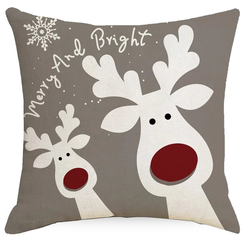 Christmas Snowflake Pillow Case Deer Printing Home Cushion Cover Sofa Pillow