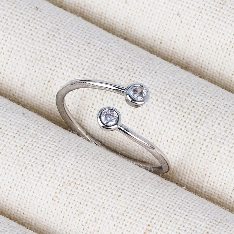 Copper 18K Gold Plated Inlay Geometric Zircon Open Rings