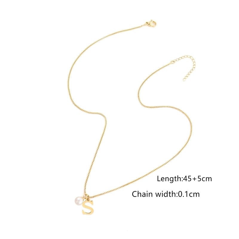 Elegant Minimalist Classic Style Letter 304 Stainless Steel Artificial Pearl Copper Stainless Steel Necklaces