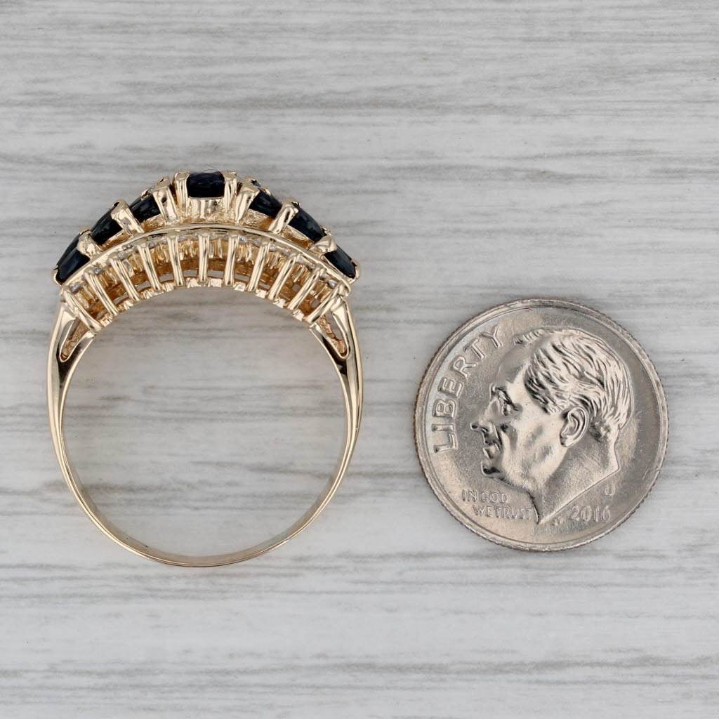 3.77ctw Blue Sapphire Diamond Ring 14k Yellow Gold Size 9.75 Cocktail