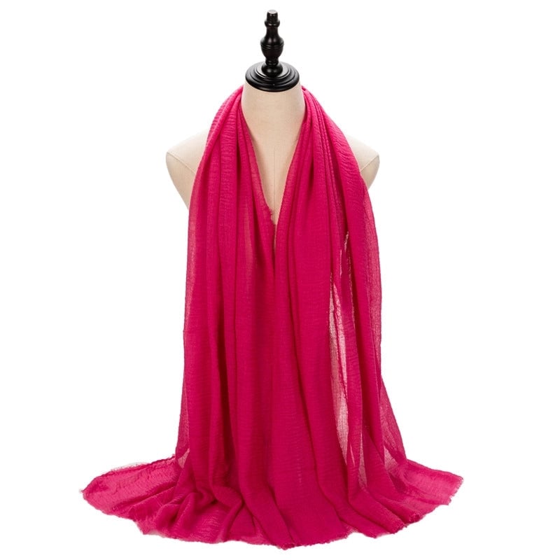 Hot Selling Women's Cotton And Linen Solid Color Baotou Scarf Cover Pleated Short Beard Headscarf