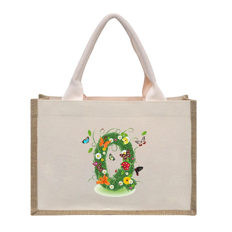 Women's Medium Canvas Letter Basic Classic Style Open Shopping Bags