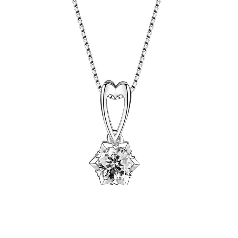 Minimalist Shiny Round Water Droplets Bow Knot Copper Plating Inlay Zircon Silver Plated Pendant Necklace Necklace Pendant