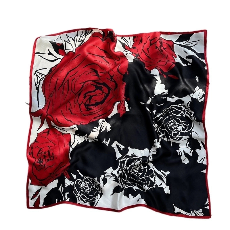 Women's Elegant Minimalist Flower Silk Printing Silk Scarf