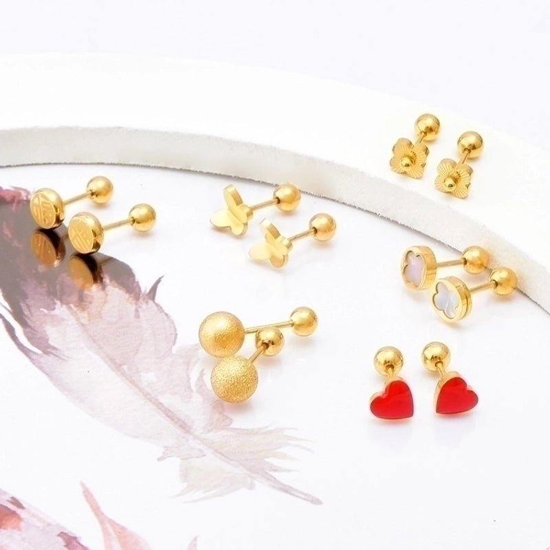 Geometric Pattern Plating Flowers 304 Stainless Steel 18K Gold Plated Stainless Steel Earrings
