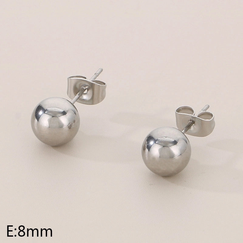 1 Pair Minimalist Round 304 Stainless Steel 18K Gold Plated Ear Studs
