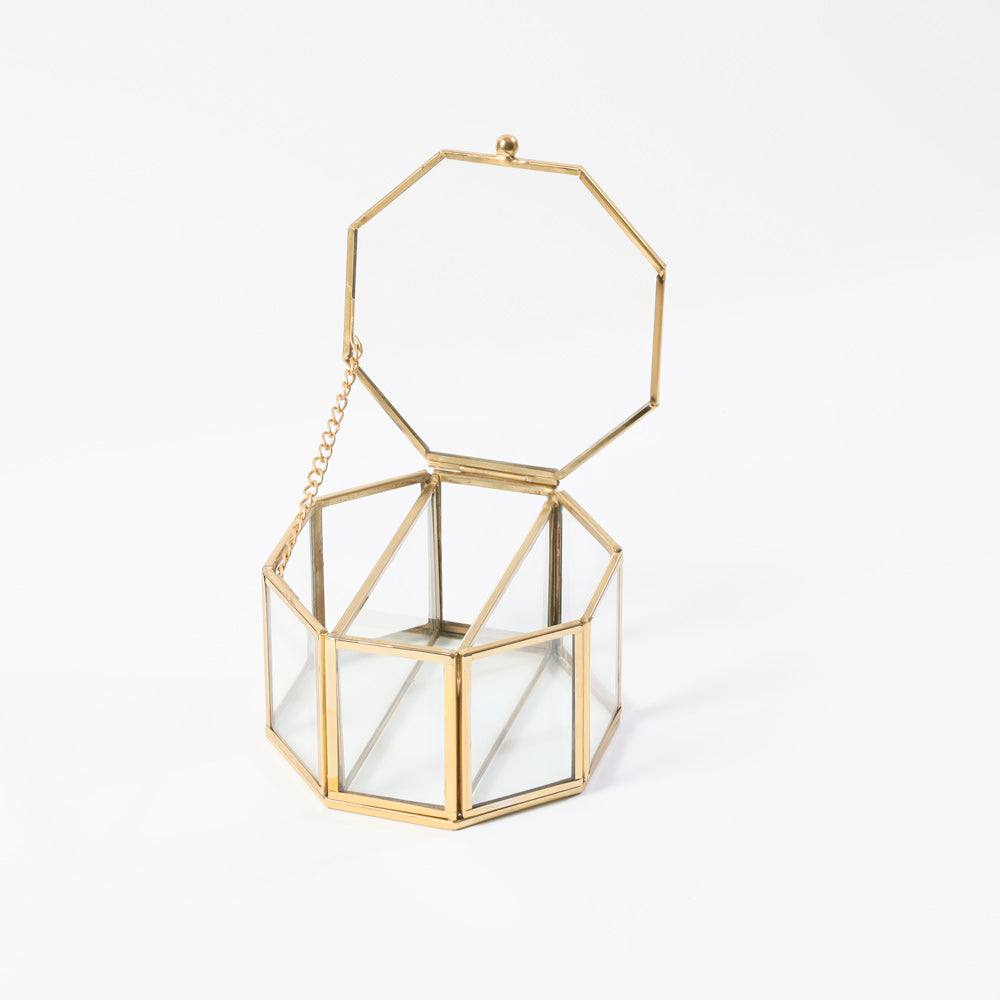 Elle Octagonal Jewellery Box Small  - Gold