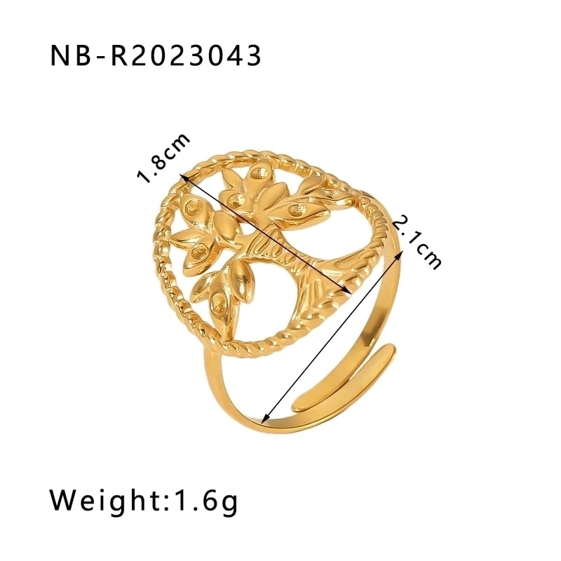 Stainless Steel 18K Gold Plated IG Style Basic Minimalist Plating Four Leaf Clover Heart Shape Flower Open Rings
