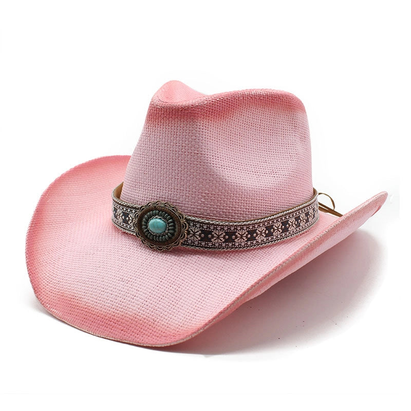 Unisex Retro Geometric Curved Eaves Straw Hat